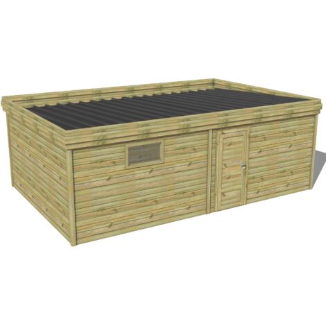 ABRI DE JARDIN bois traité 27mm, 7,3x4,3m, 32m2