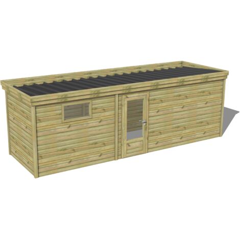 ABRI DE JARDIN bois traité 27mm, 7,4x2,1m, 16m2