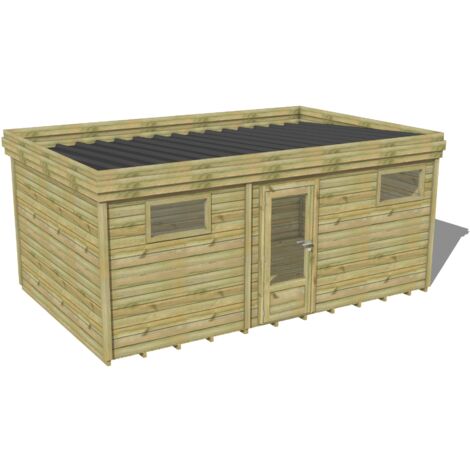 ABRI DE JARDIN bois traité 27mm, 6x3,4m, 21m2, Plancher (1/3)