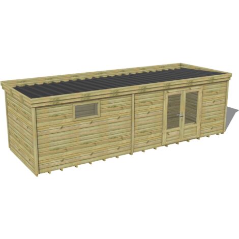 ABRI DE JARDIN bois traité 27mm, 8,2x2,6m, 22m2, Plancher