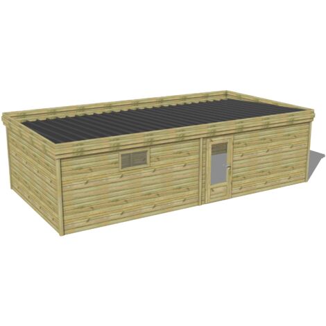 ABRI DE JARDIN bois traité 27mm, 9,1x4,3m, 39m2