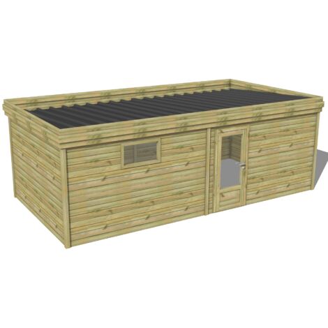 ABRI DE JARDIN bois traité 27mm, 7,3x3,4m, 25m2