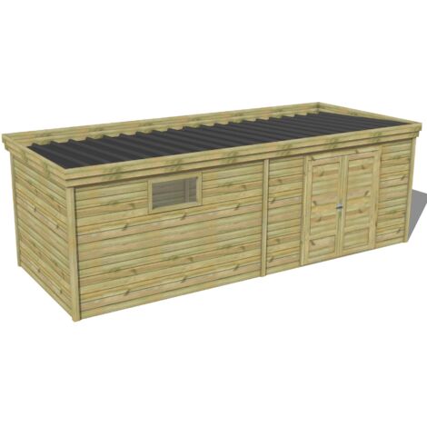 ABRI DE JARDIN bois traité 27mm, 7,3x2,6m, 19m2