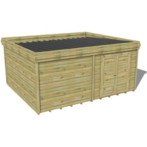 ABRI DE JARDIN bois traité 27mm, 5,7x4,3m, 25m2, Plancher