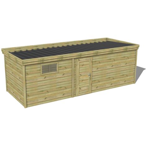 ABRI DE JARDIN bois traité 27mm, 7,4x2,6m, 20m2