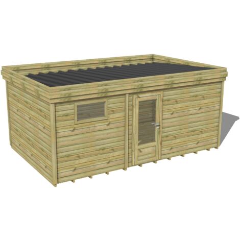 ABRI DE JARDIN bois traité 27mm, 6x3,4m, 21m2, Plancher (1/3)
