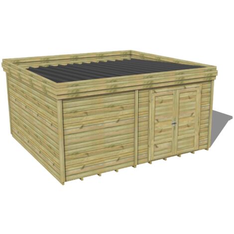 ABRI DE JARDIN bois traité 27mm, 4,7x4,3m, 20m2, Plancher