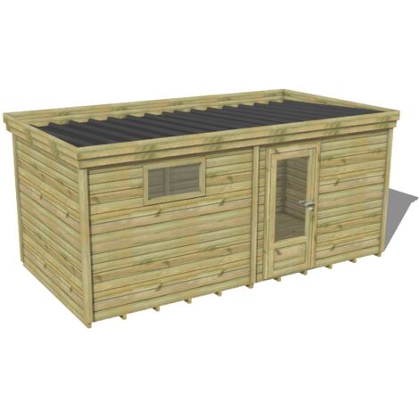 ABRI DE JARDIN bois traité 27mm, 5,7x2,6m, 15m2, Plancher (1/3)