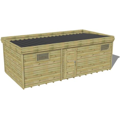 ABRI DE JARDIN bois traité 27mm, 7,4x3,4m, 25m2, Plancher (1/3)