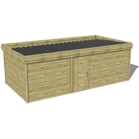 ABRI DE JARDIN bois traité 27mm, 7,4x3,4m, 25m2 (1/3)