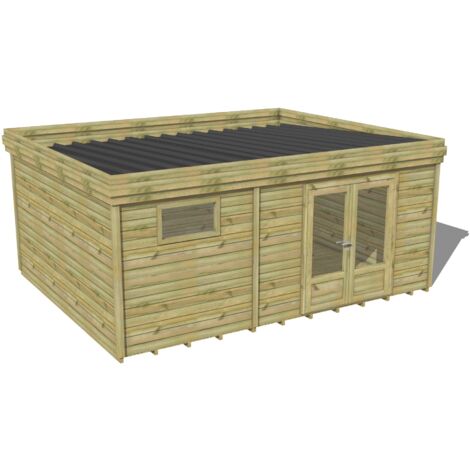 ABRI DE JARDIN bois traité 27mm, 6x4,3m, 26m2, Plancher