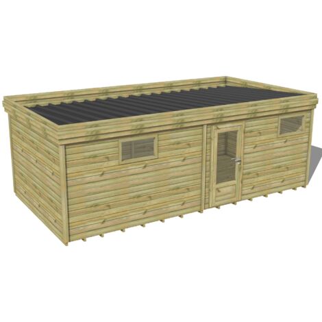 ABRI DE JARDIN bois traité 27mm, 7,3x3,4m, 25m2, Plancher (1/3)