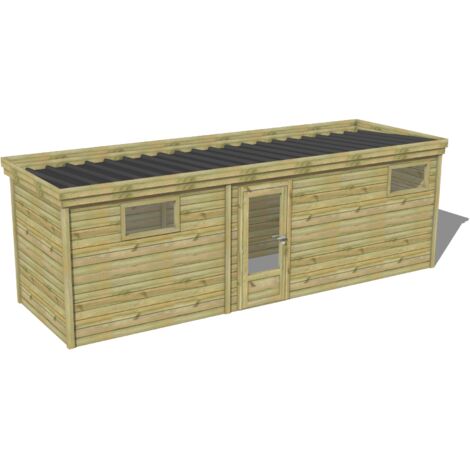 ABRI DE JARDIN bois traité 27mm, 7,4x2,1m, 16m2