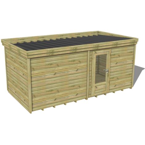ABRI DE JARDIN bois traité 27mm, 5,7x2,6m, 15m2, Plancher
