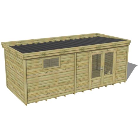 ABRI DE JARDIN bois traité 27mm, 6,5x2,6m, 17m2, Plancher