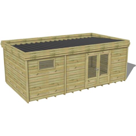 ABRI DE JARDIN bois traité 27mm, 6,9x3,4m, 24m2, Plancher