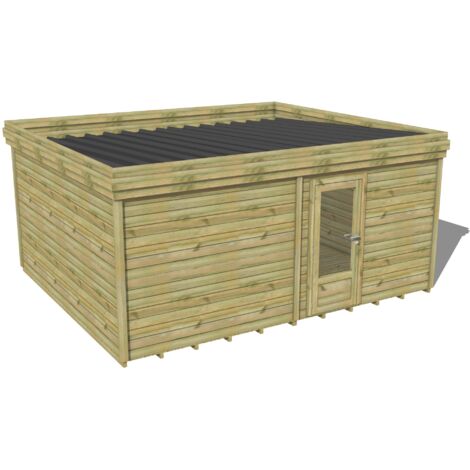 ABRI DE JARDIN bois traité 27mm, 5,7x4,3m, 25m2, Plancher