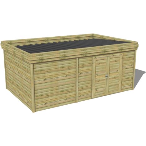ABRI DE JARDIN bois traité 27mm, 6x3,4m, 21m2