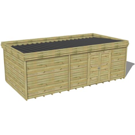 ABRI DE JARDIN bois traité 27mm, 7,4x3,4m, 25m2, Plancher
