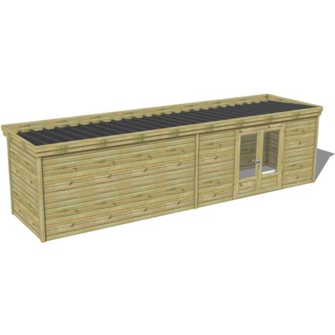 ABRI DE JARDIN bois traité 27mm, 9,1x2,1m, 19m2