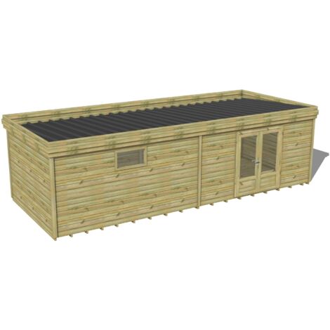 ABRI DE JARDIN bois traité 27mm, 9,1x3,4m, 31m2, Plancher (1/3)