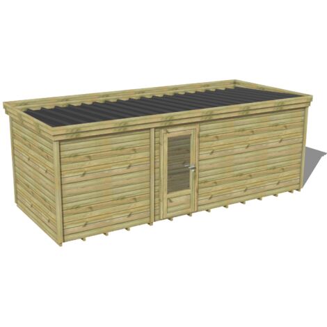 ABRI DE JARDIN bois traité 27mm, 6,9x2,6m, 18m2, Plancher
