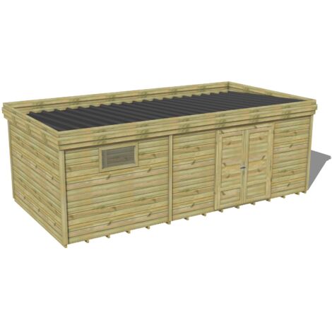 ABRI DE JARDIN bois traité 27mm, 7,4x3,4m, 25m2, Plancher (1/3)