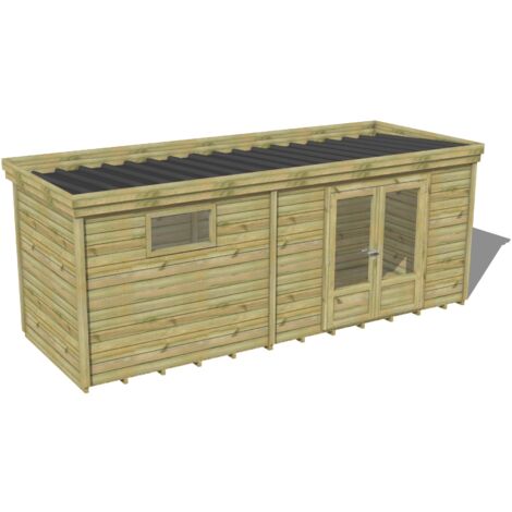 ABRI DE JARDIN bois traité 27mm, 6,5x2,1m, 14m2, Plancher