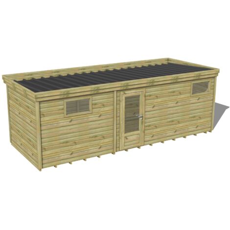 ABRI DE JARDIN bois traité 27mm, 7,4x2,6m, 20m2, Plancher (1/3)