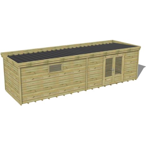 ABRI DE JARDIN bois traité 27mm, 9,1x2,6m, 24m2, Plancher
