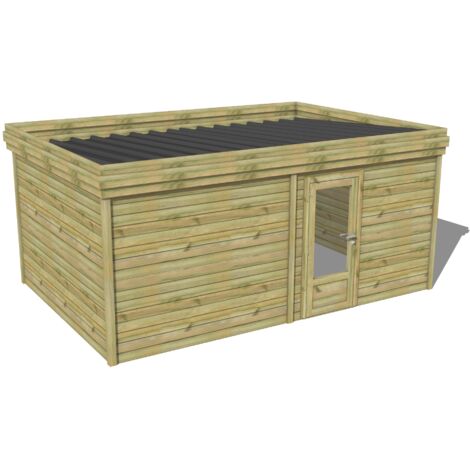 ABRI DE JARDIN bois traité 27mm, 5,7x3,4m, 20m2