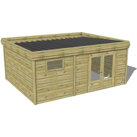 ABRI DE JARDIN bois traité 27mm, 6x4,3m, 26m2