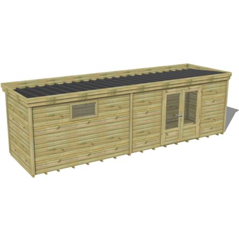 ABRI DE JARDIN bois traité 27mm, 8,2x2,1m, 18m2, Plancher