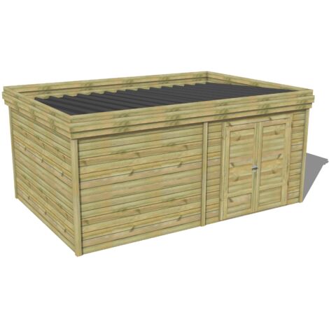 ABRI DE JARDIN bois traité 27mm, 5,7x3,4m, 20m2