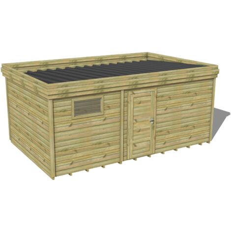 ABRI DE JARDIN bois traité 27mm, 6x3,4m, 21m2, Plancher (1/3)