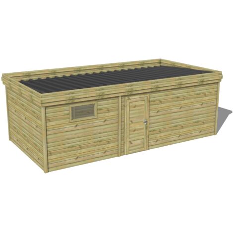 ABRI DE JARDIN bois traité 27mm, 7,4x4,3m, 32m2