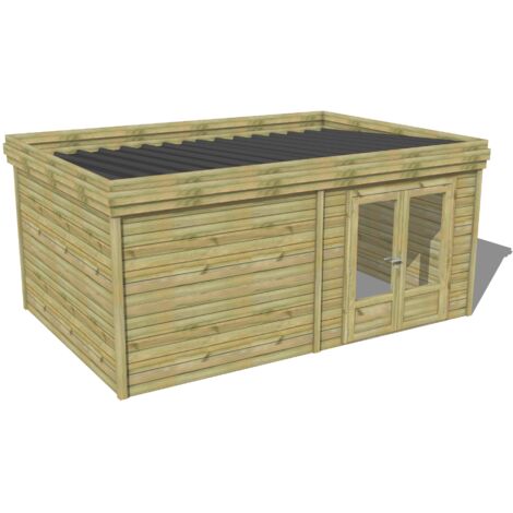 ABRI DE JARDIN bois traité 27mm, 5,7x3,4m, 20m2
