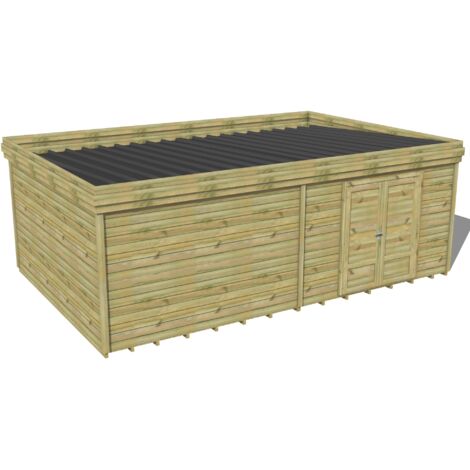 ABRI DE JARDIN bois traité 27mm, 7,3x4,3m, 32m2, Plancher