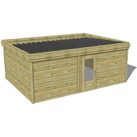 ABRI DE JARDIN bois traité 27mm, 6,5x4,3m, 28m2