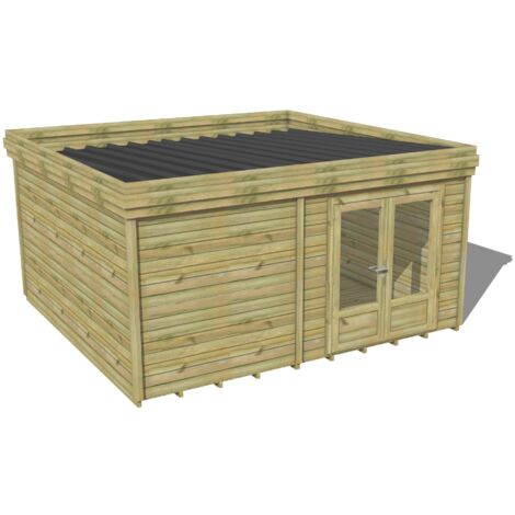 ABRI DE JARDIN bois traité 27mm, 4,7x4,3m, 20m2, Plancher