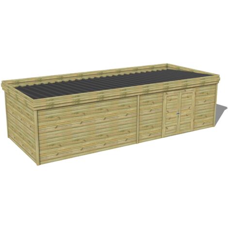 ABRI DE JARDIN bois traité 27mm, 9,1x3,4m, 31m2
