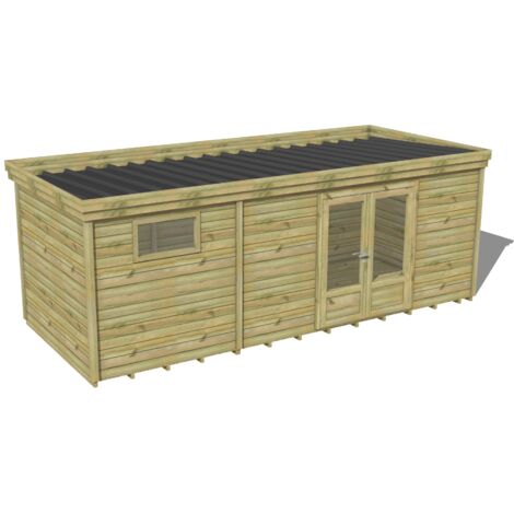 ABRI DE JARDIN bois traité 27mm, 6,9x2,6m, 18m2, Plancher