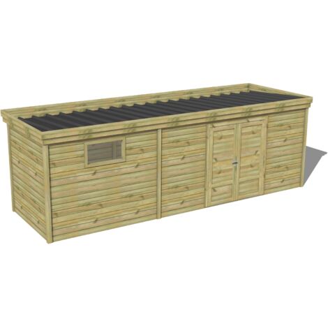 ABRI DE JARDIN bois traité 27mm, 7,4x2,1m, 16m2