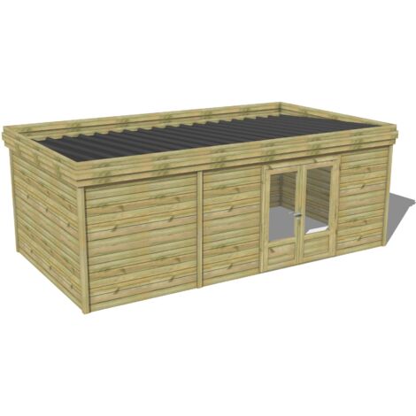 ABRI DE JARDIN bois traité 27mm, 6,9x3,4m, 24m2