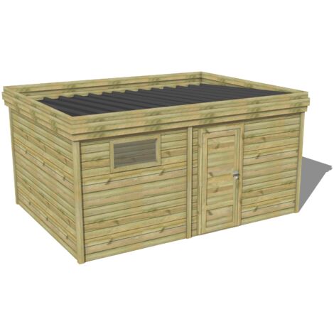 ABRI DE JARDIN bois traité 27mm, 4,7x3,4m, 16m2