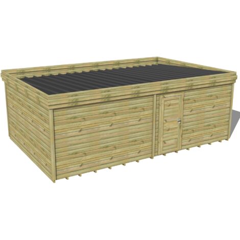 ABRI DE JARDIN bois traité 27mm, 7,3x4,3m, 32m2, Plancher