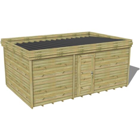 ABRI DE JARDIN bois traité 27mm, 6x3,4m, 21m2, Plancher