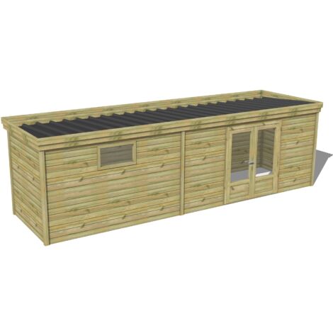 ABRI DE JARDIN bois traité 27mm, 8,2x2,1m, 18m2