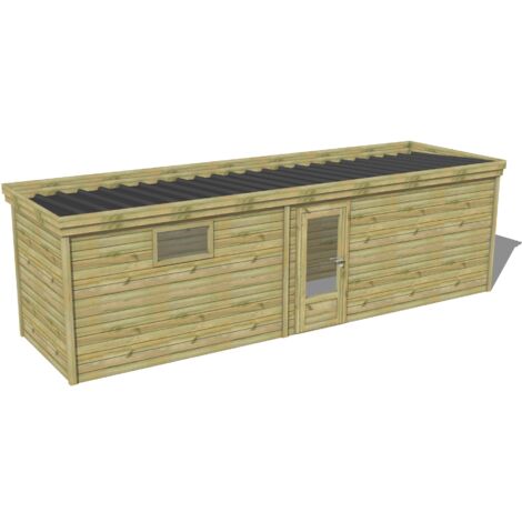 ABRI DE JARDIN bois traité 27mm, 8,2x2,1m, 18m2