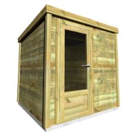 Abri Français – Abri de jardin bois pin traité autoclave 28mm – Bac acier – Dimensions 2,14x2,34m – Hauteur intérieure 1,95m – Fabrication française